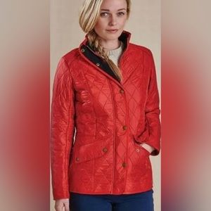 Red Barbour Calvary Polartec quilted jacket